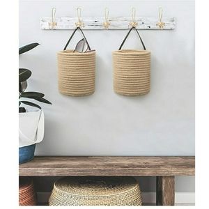 Set of 2 Braided Jute Baskets